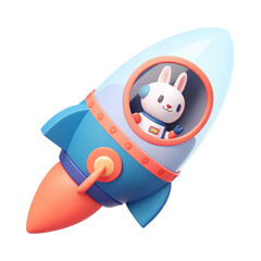 Obraz premium Rocket with a bunny astronaut in a colorful design.