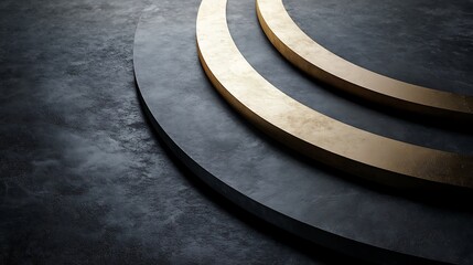 Abstract Gold and Dark Grey Circular Platforms