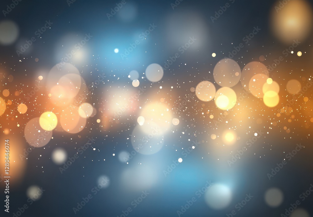 Poster Soft Abstract Background with Blurred Lights and Sparkles for Creative Design and Artistic Projects in Warm and Cool Tones