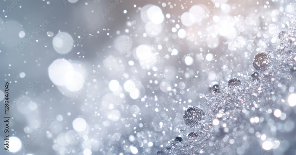Poster soft focus background with blurry water droplets and sparkling light reflections creating a dreamy a