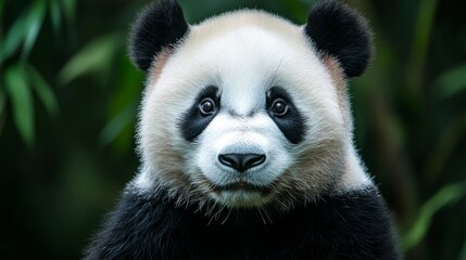 Obraz premium Close Up Portrait Of A Giant Panda In A Bamboo Forest