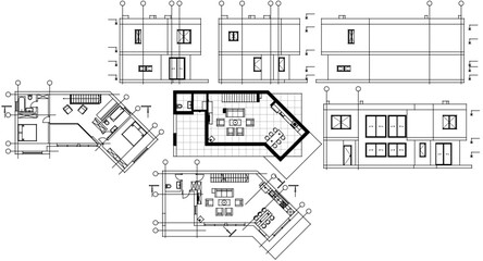 Fototapeta premium architecture sketch of a residential building 3d