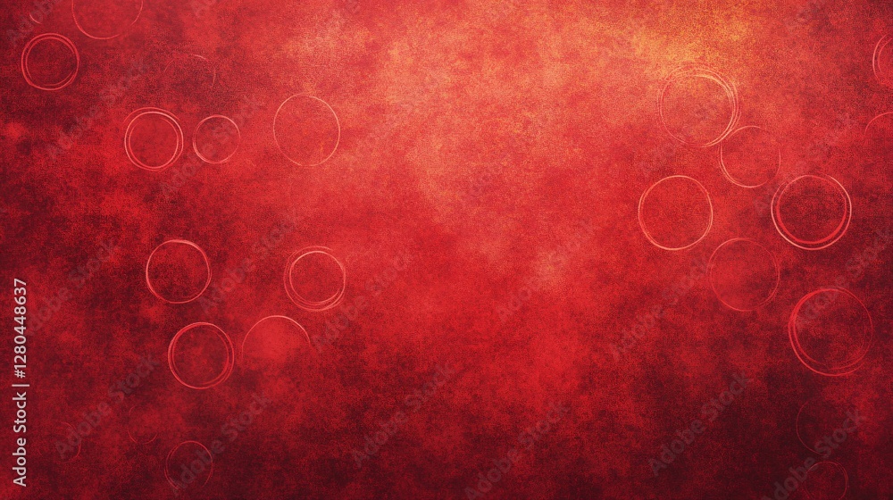 Poster a smooth red background with faint circular patterns in darker shades