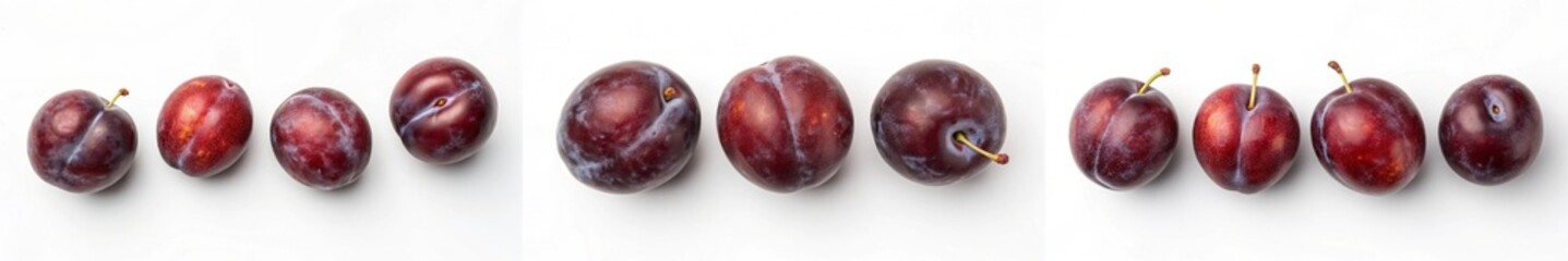 Obraz premium A stunning lineup of plums, showcasing their rich color and natural freshness.