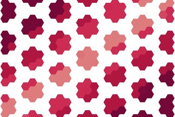 Red maroon hexagonal flower pattern with geometric floral hexagon design. Decorative tile concept