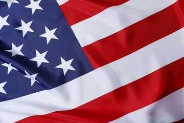 Fototapeta premium Beautiful waving star and striped American flag