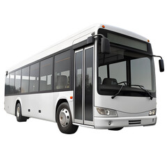 Matte white city bus isolated on transparent background.