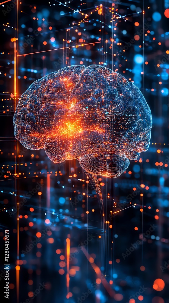 Poster digital brain network data processing concept