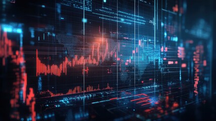 Fototapeta premium High-Tech Financial Market Growth: Visualizing Success with Digital Charts and Graphs