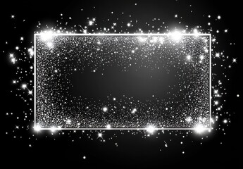Obraz premium Sparkling Glitter Frame on Dark Background, Perfect for Celebrations, Events, Invitations, or Creative Designs with a Touch of Elegance and Magic