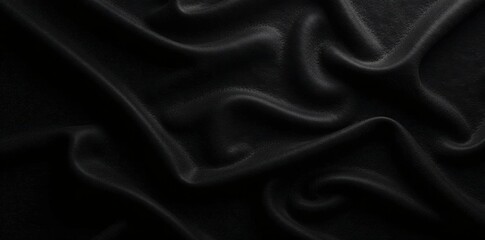 Fototapeta premium Deep black velvet backdrop, rich texture, elegant sheen, velvet texture, fabric texture, black background