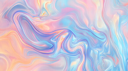 Obraz premium Liquid marble background with shimmering effect, in a pastel rainbow color palette. Abstract background.