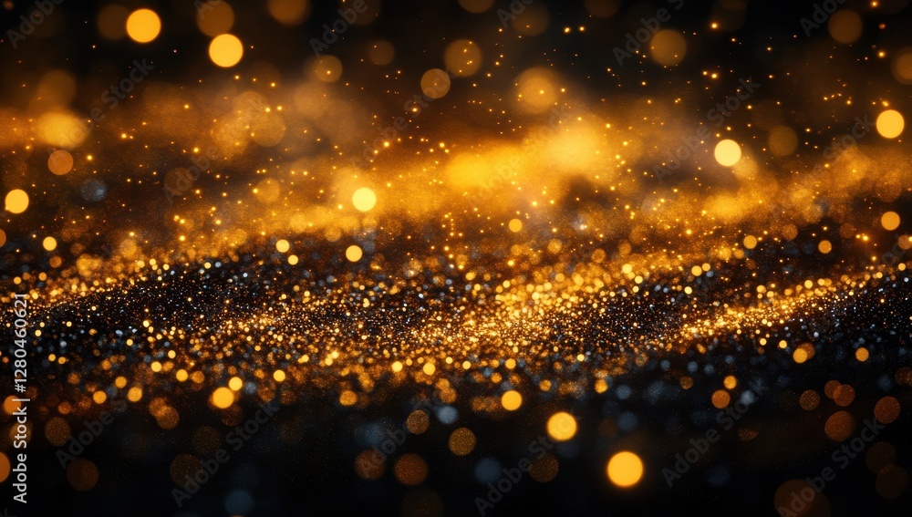 Poster sparkling golden and silver bokeh background with shimmering particles creating a dazzling abstract 