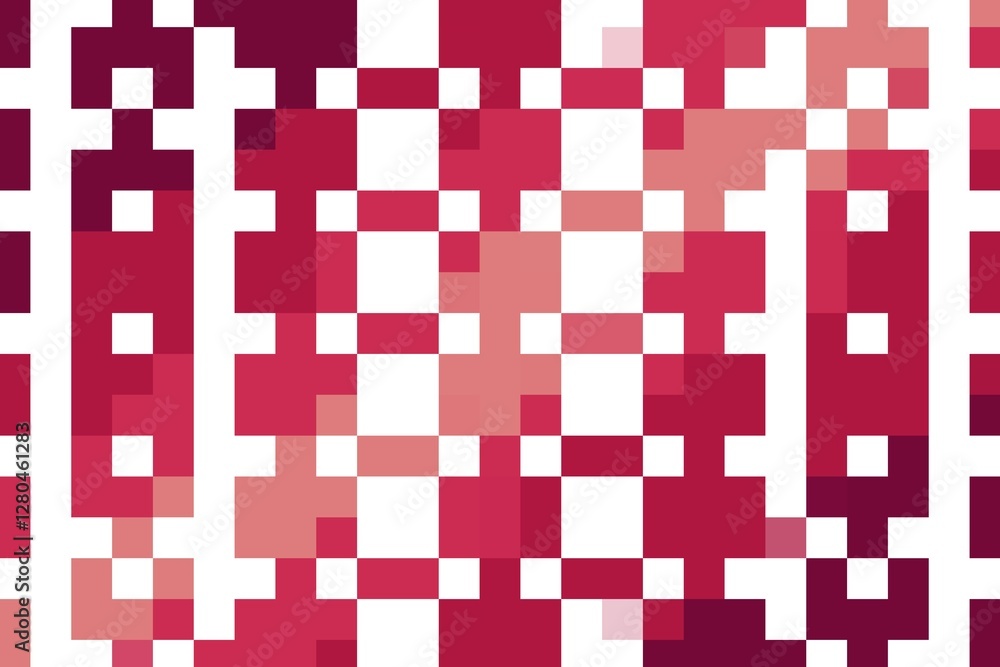 Aufkleber red maroon pixel square abstract pattern with geometric square design. modern digital mosaic concept