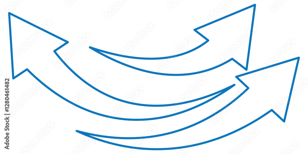 Poster sharp curved arrow icon. black rounded arrow. direction pointer pointing up