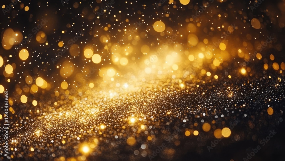 Aufkleber sparkling golden particles and bokeh lights create a dreamlike atmosphere with a blurred background,