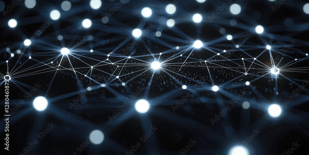 Poster Glowing network connection background, seamless loop.