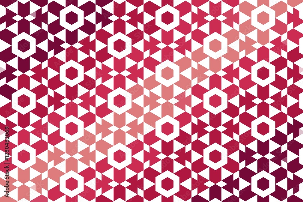 Poster abstract symmetric triangle and hexagon design in red maroon tones. geometric digital background con