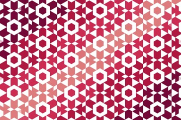 Abstract symmetric triangle and hexagon design in red maroon tones. Geometric digital background concept