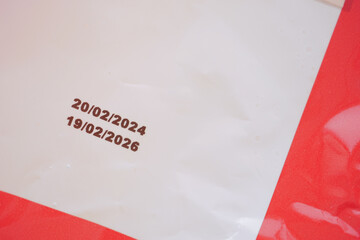 Dates printed on a document in red outline with white background