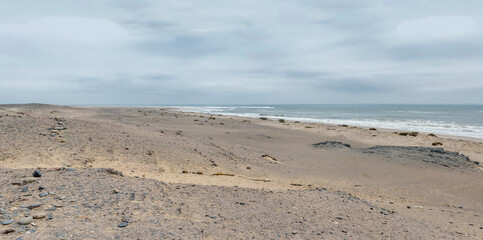 large beach at Ocean shore, near South West Seal shipwreck, Skeleton coast, Namibia