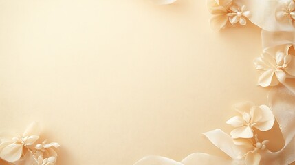 Delicate Beige Flowers and Ribbon Design