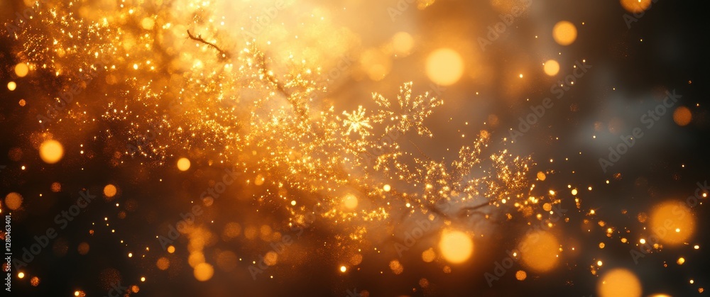 Poster sparkling particles and glowing lights create a magical atmosphere of wonder and joy in a dreamlike 