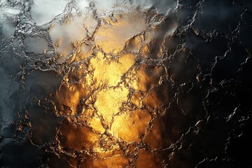 Vibrant patterns illuminated by light reflect on a textured metallic surface during evening hours