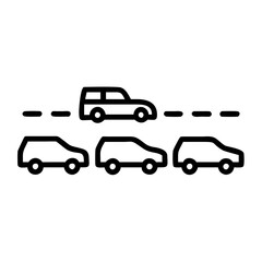 car service Highway car convoy icon in black outline style