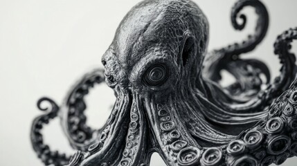 Obraz premium Close-Up of a Monochrome Octopus Sculpture