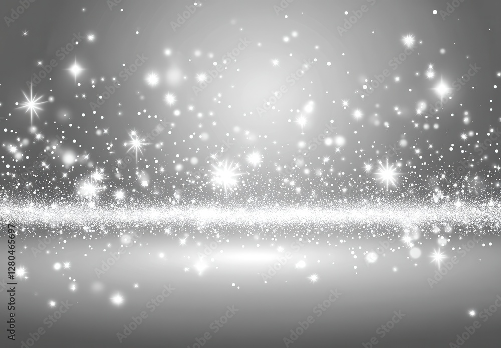 Aufkleber sparkling silver background with soft bokeh effects and glowing stars for elegant festive occasions 