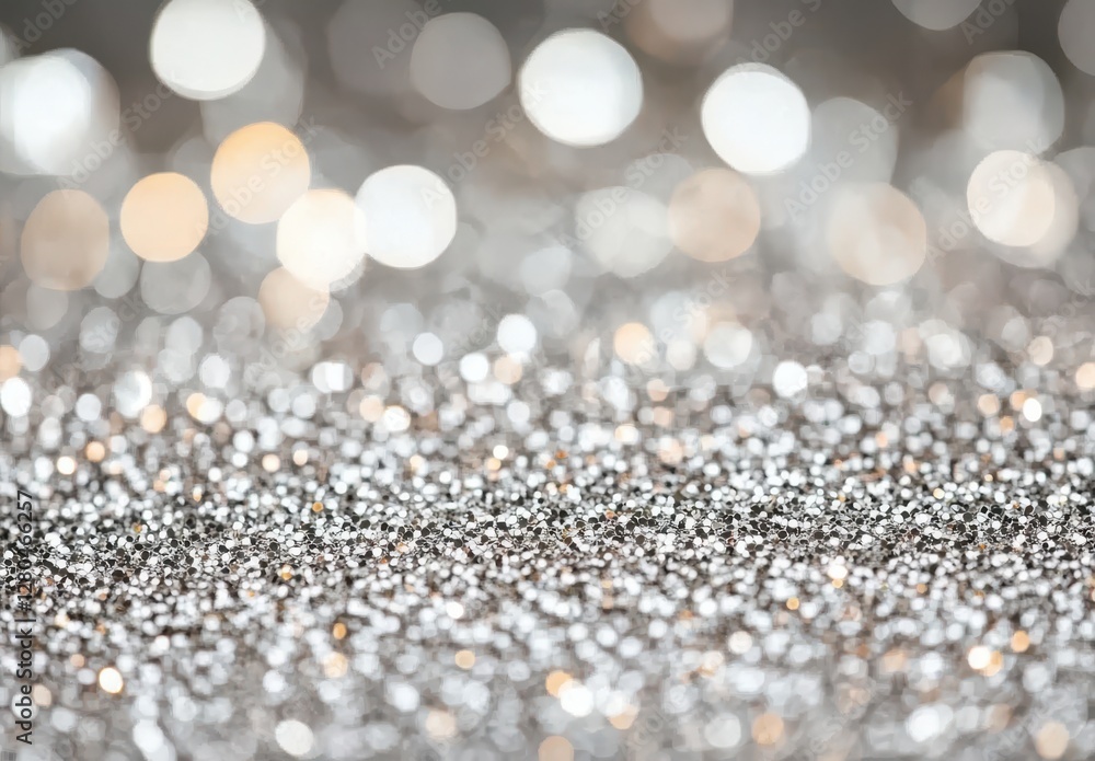Poster sparkling silver glitter background with bokeh effect creating a shimmering and festive atmosphere, 