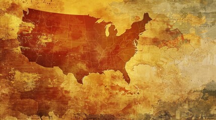 USA Map Silhouette in DesertInspired Colors Resilience and Frontier Concept Illustration