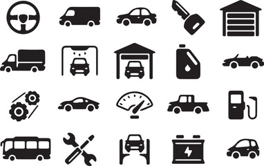 Automobile Repair & Car  Icon Silhouette