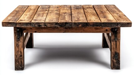 High-quality isolated image of a wooden workbench, placed on a pure white background, perfect for graphic design or advertising purposes