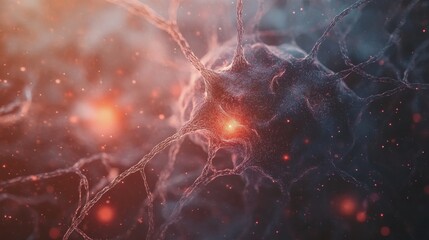 Neuronal Network: An abstract, close-up representation of a neuronal network. The image features intricate, interconnected neurons, illuminated with soft, glowing light.