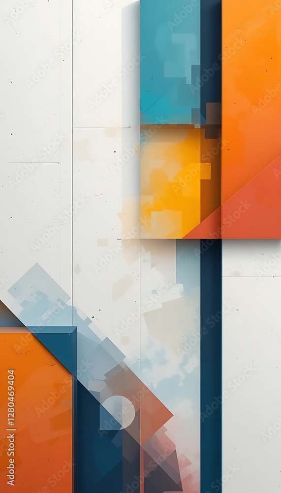 Poster abstract geometric shapes with modern colors and dynamic composition art