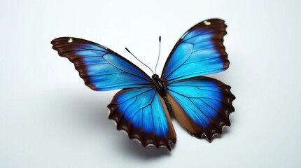 Close-Up of a Blue Morpho Butterfly with Metallic Wings
