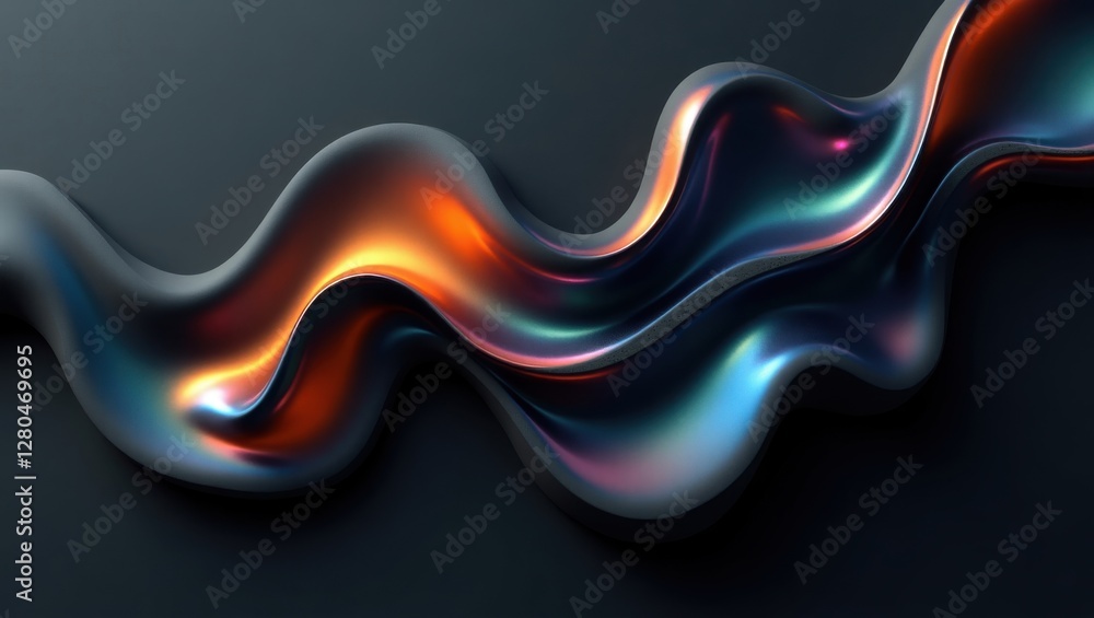 Poster captivating abstract wave with dynamic metallic iridescent color shifts