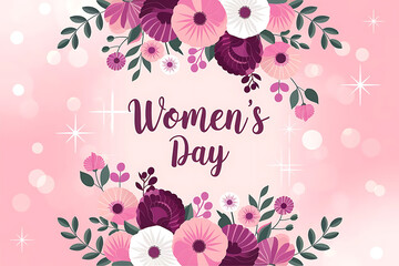 Elegant Women's Day Background with Pastel Flowers and Dreamy Bokeh Effect