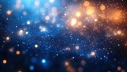 Stunning abstract background with shiny bokeh lights in blue and orange colors, creating a magical and dreamy atmosphere for various creative projects