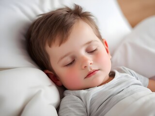 beautiful Sweet kid sleeping in the bed