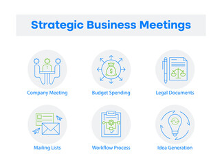 Strategic Business Meetings – Effective Discussions for Growth with editable stroke.