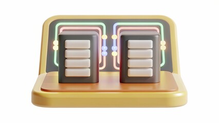 Retro Futuristic Arcade Console with Neon Lights and Vibrant Colors