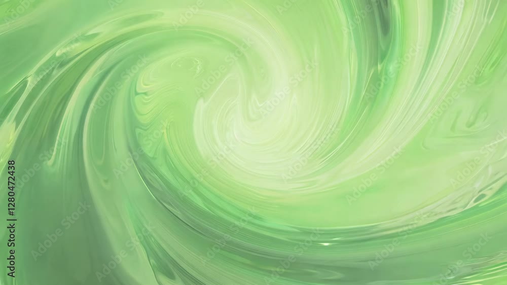 Poster gentle zoom in on an abstract fractal background with ripples in a lime green gradient, featuring di