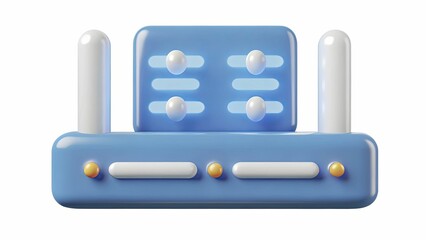3D Digital Ceramic: Blue Colorful Modern Controller Illustration Display