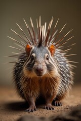 Naklejka premium The hedgehog is a small, nocturnal mammal known for its distinctive spiny coat, which provides it with effective protection against predators. These spines, made of keratin, are sharp and cover most o