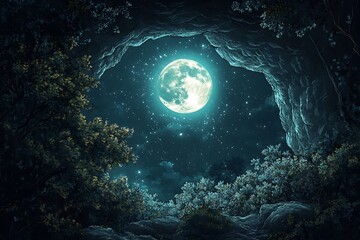 Fototapeta premium Moonlight Forest Cave
