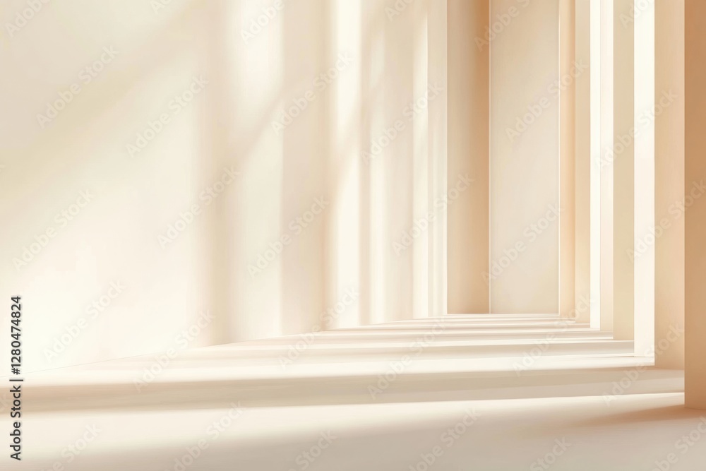 Aufkleber Modern minimalist interior with soft gradients creating a serene atmosphere ideal for text or artwork placement. Generative AI