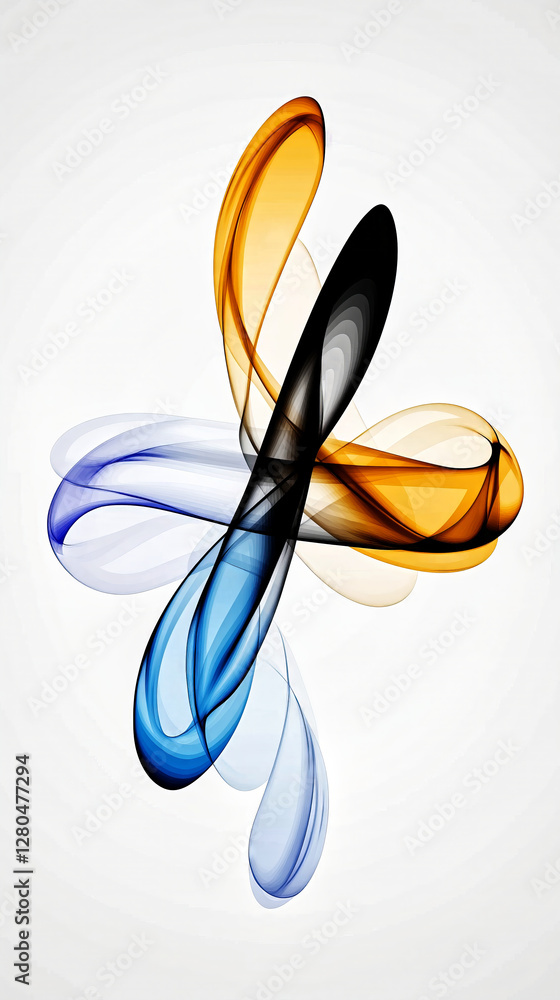 Poster abstract minimalist design with flowing colorful lines